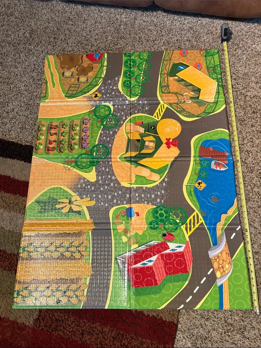 Kids Play Mat Rug - Colorful Farm & Road Scene